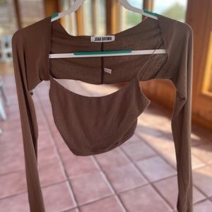 Joah Brown Cropped Shrug & Cropped Tank SET!!